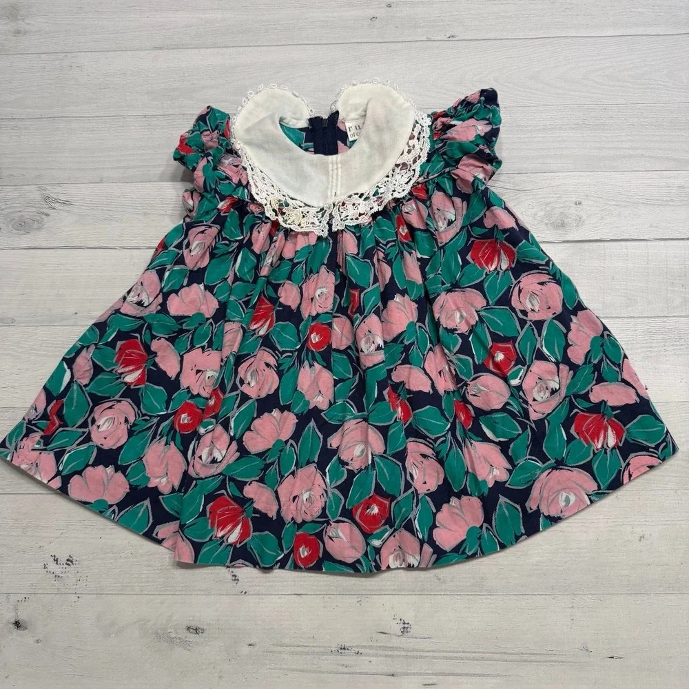 Vintage Ruth of Carolina‎ girls floral lace collar dress